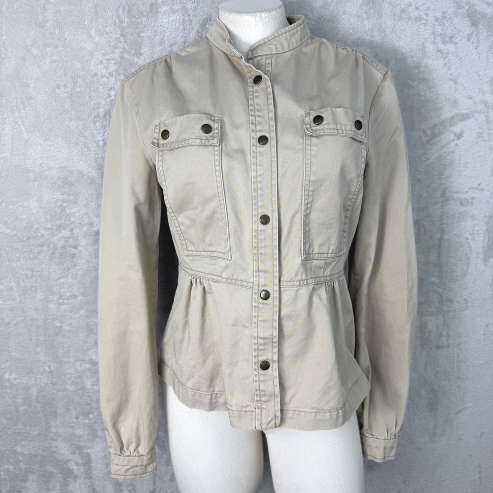 Clio Y2K Womens Tan Cotton Twill Utility Safari Jacket Sz 8 Grunge Bella swan